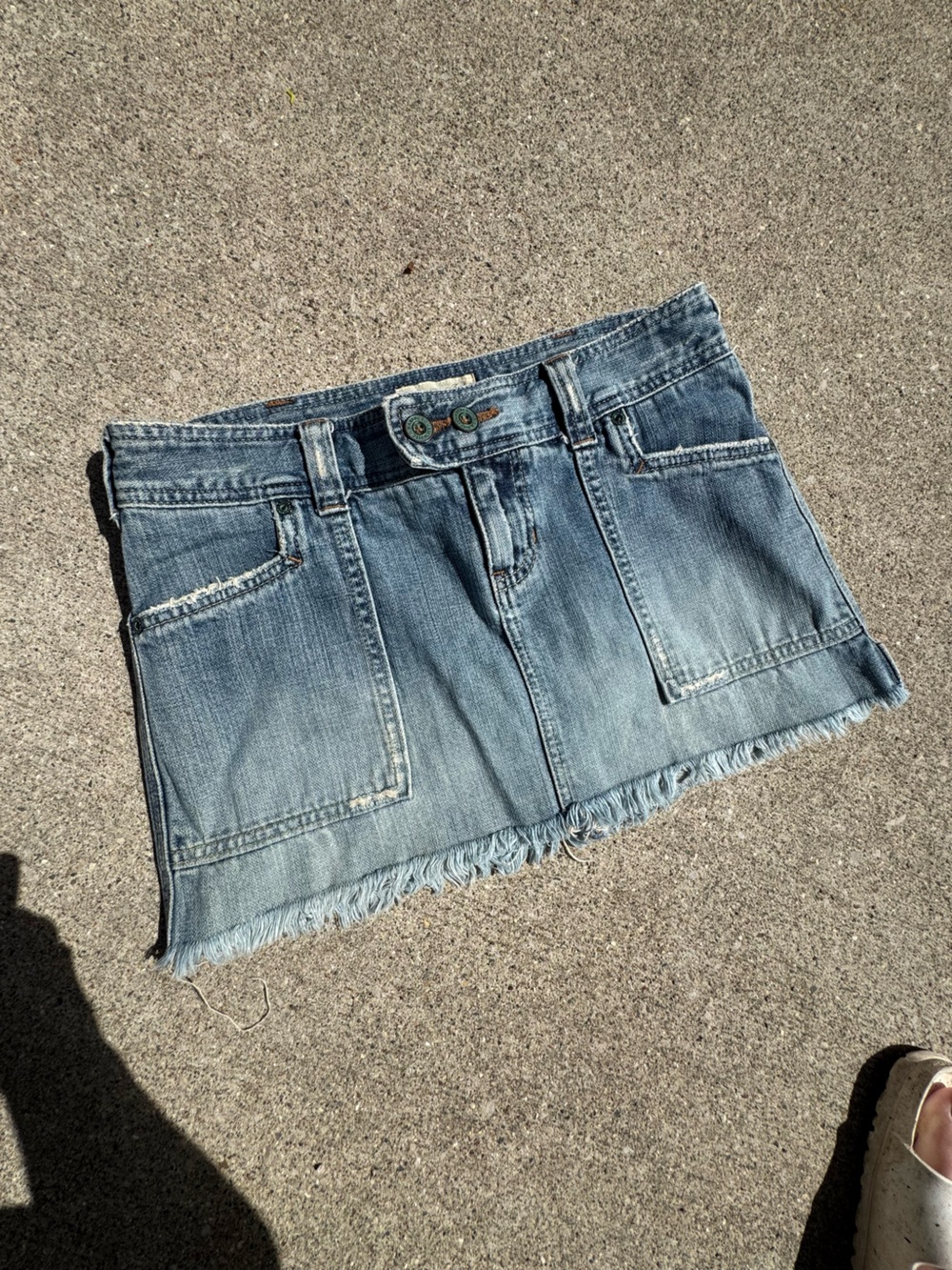 Abercrombie & Fitch Medium Blue Distressed Denim Mini Skirt